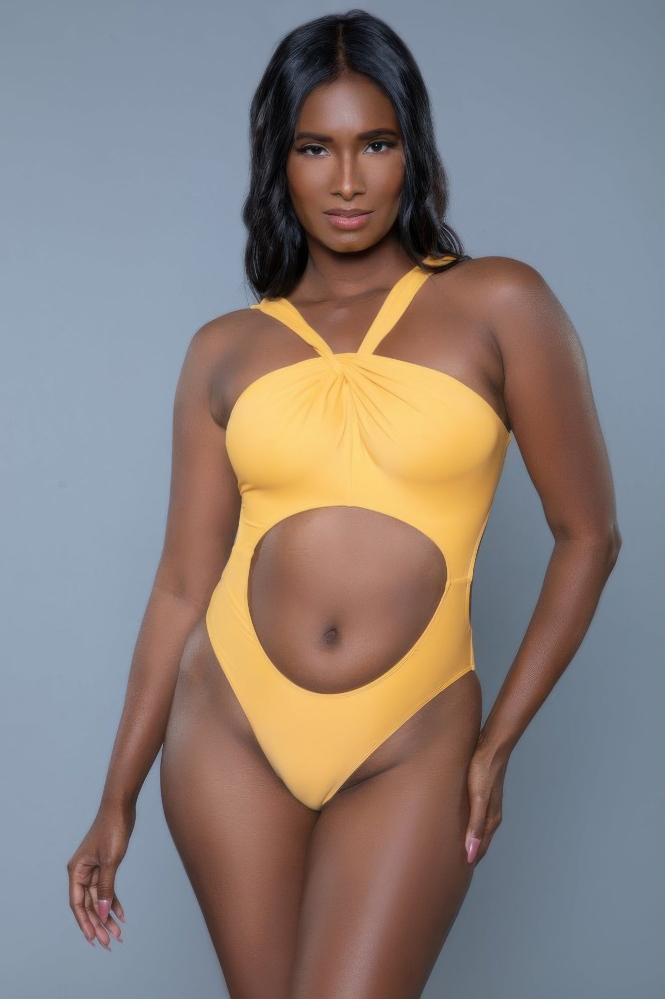 Emily Cut - Out One Piece Swimsuit – Yellow High Cut Modern Swimwear - ZumBuys