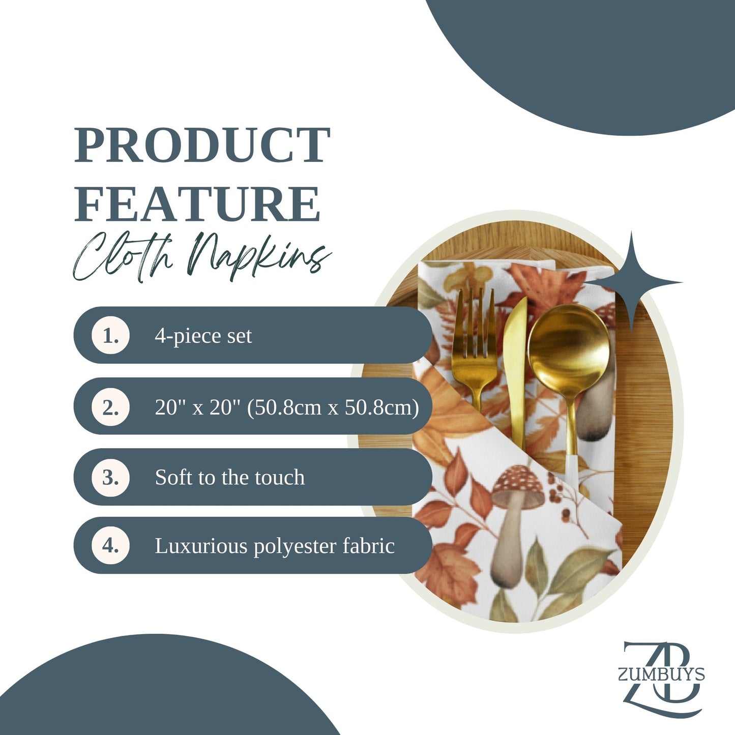 Fall Foliage Splendor Cloth Napkin Set of 4 - ZumBuys