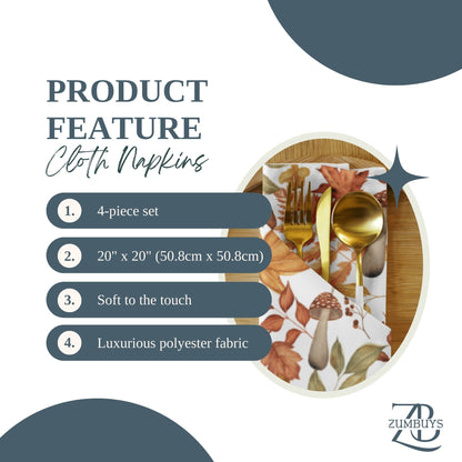 Fall Foliage Splendor Cloth Napkin Set of 4 - ZumBuys