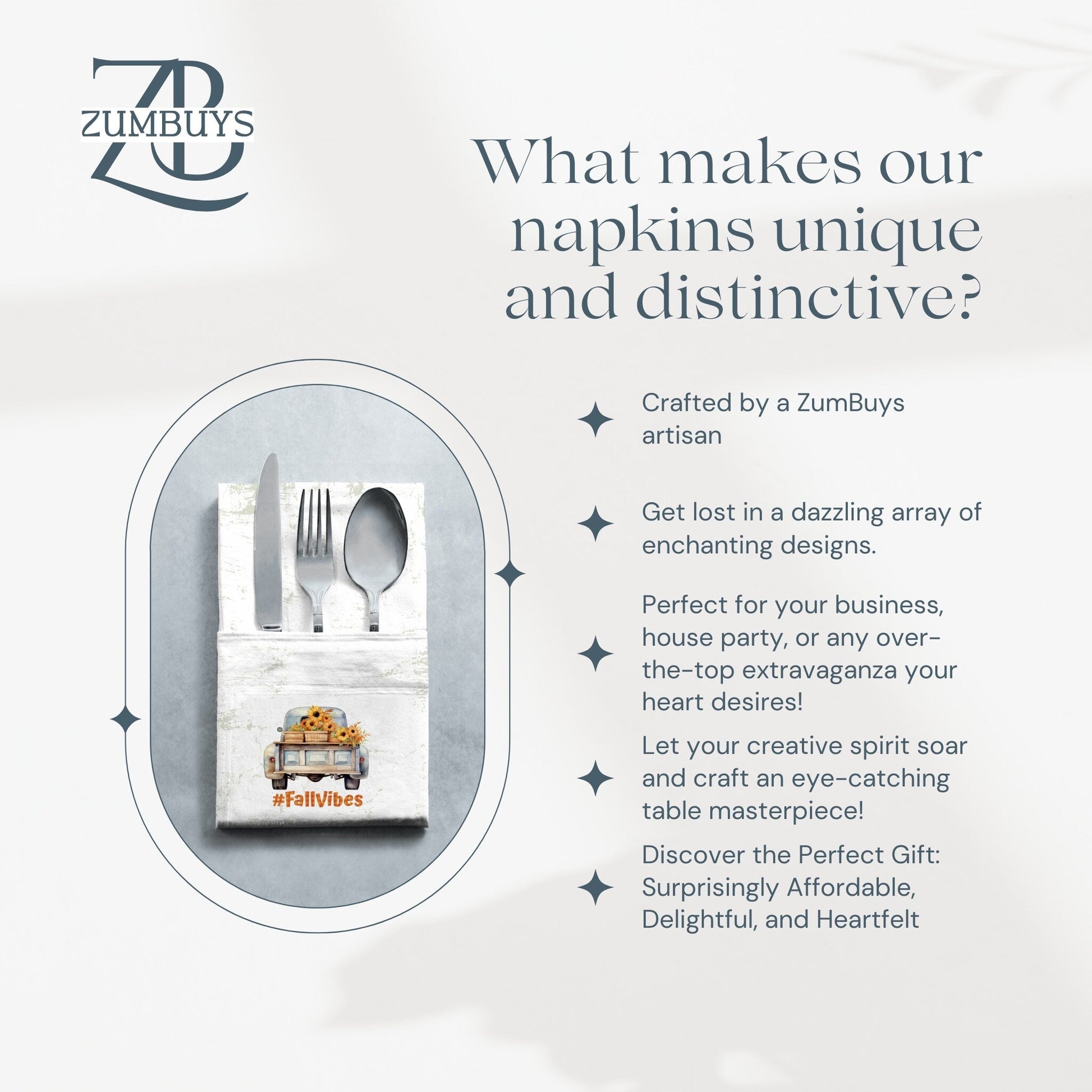 Fall Vibes Cloth Napkin Set of 4 - ZumBuys