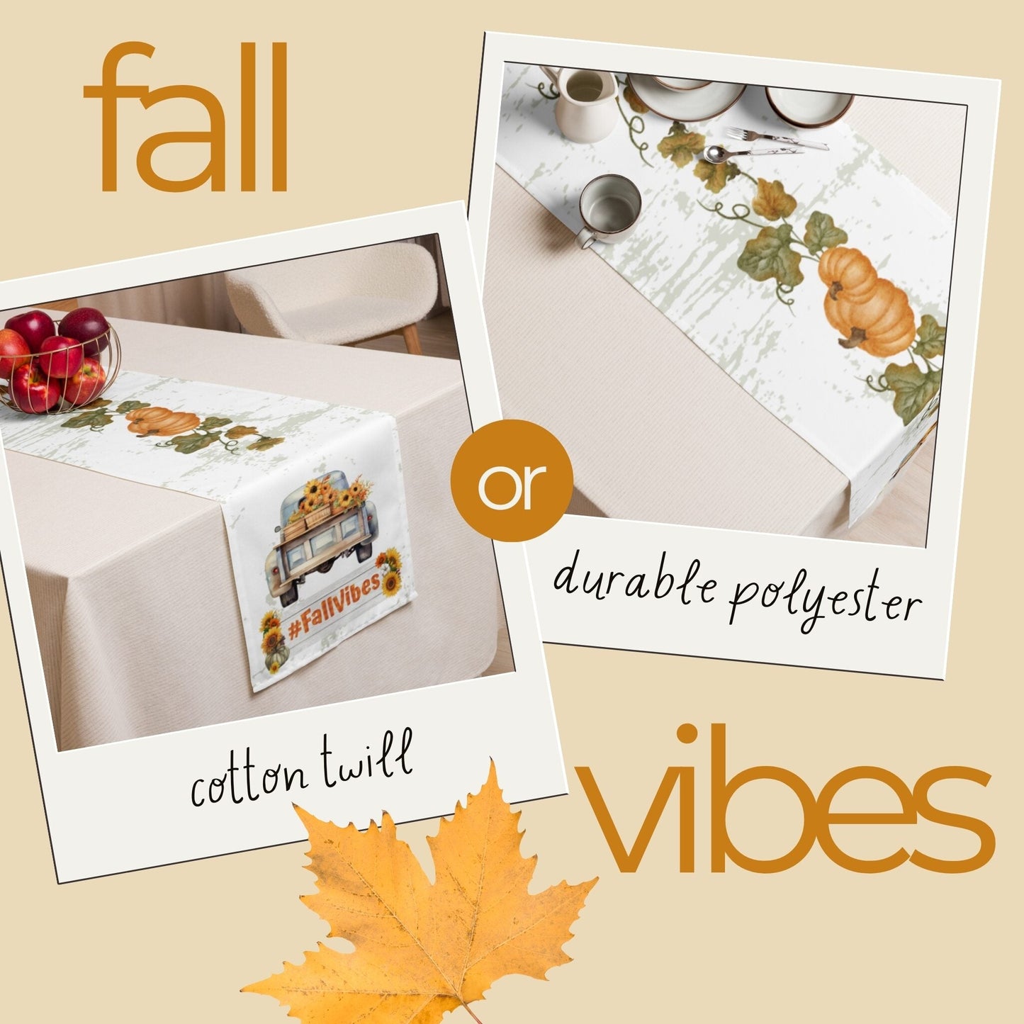 Fall Vibes Table Runner (Cotton, Poly) - ZumBuys