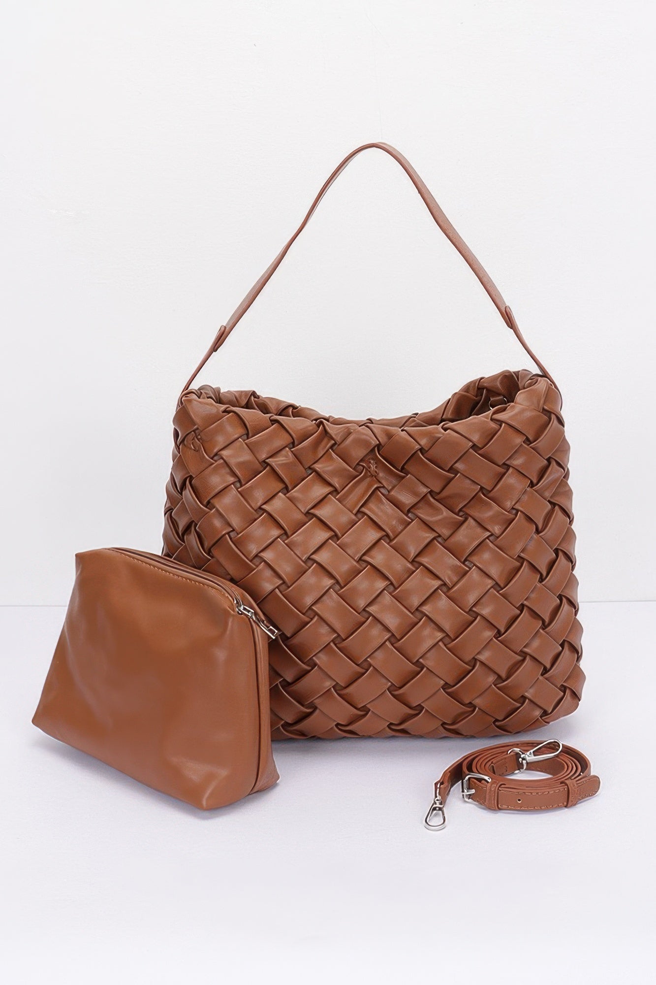Faux Leather Braided Embossed Hobo Bag - ZumBuys