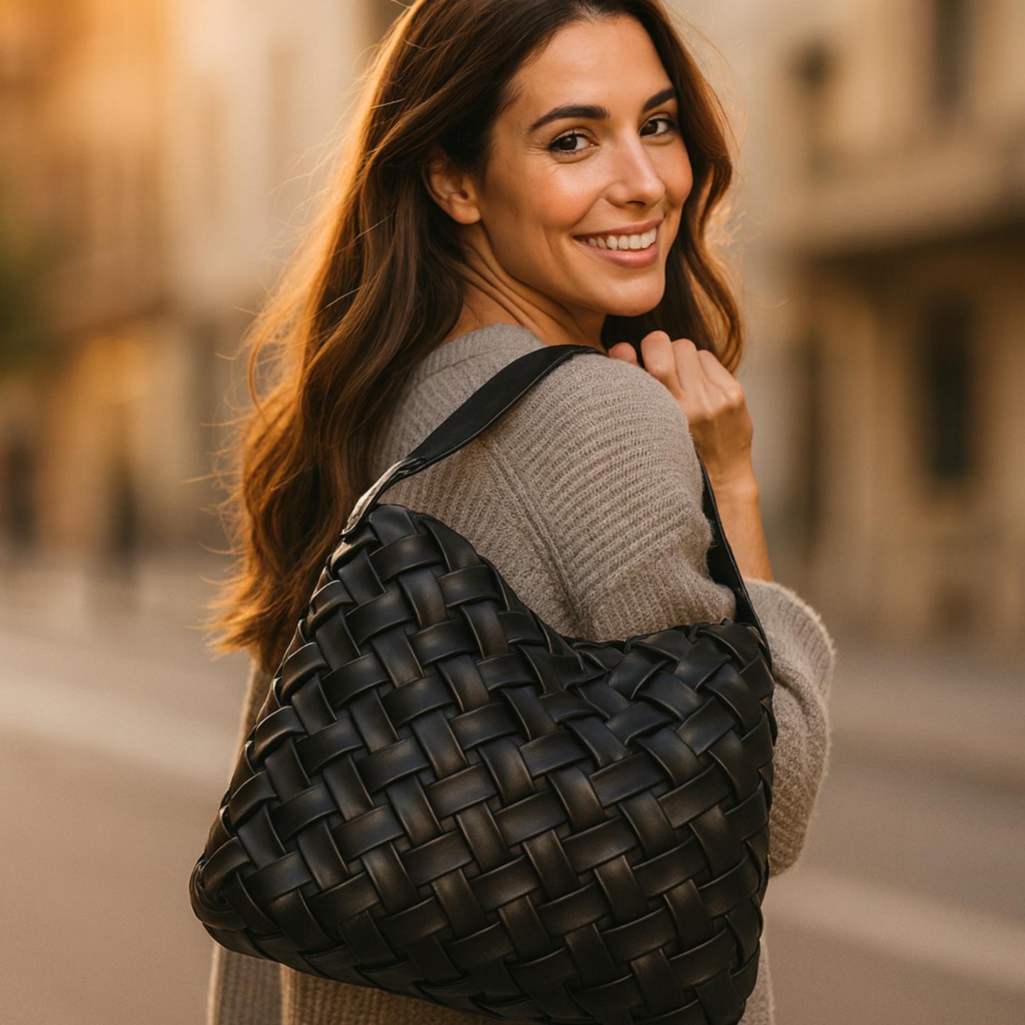 Faux Leather Braided Embossed Hobo Bag - ZumBuys