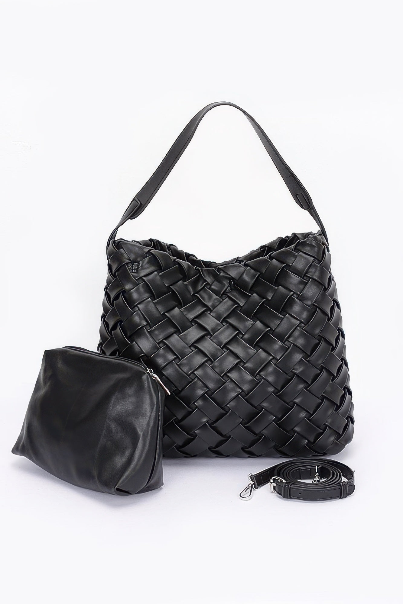 Faux Leather Braided Embossed Hobo Bag - ZumBuys
