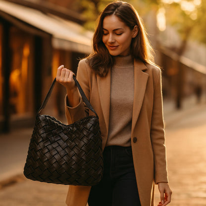 Faux Leather Braided Embossed Hobo Bag - ZumBuys