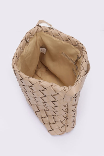 Faux Leather Braided Embossed Hobo Bag - ZumBuys