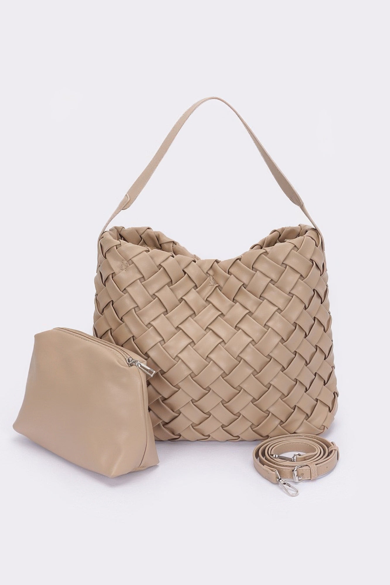 Faux Leather Braided Embossed Hobo Bag - ZumBuys