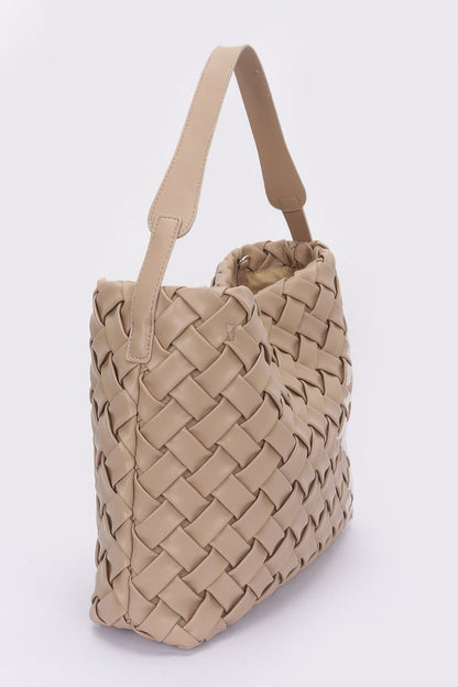 Faux Leather Braided Embossed Hobo Bag - ZumBuys