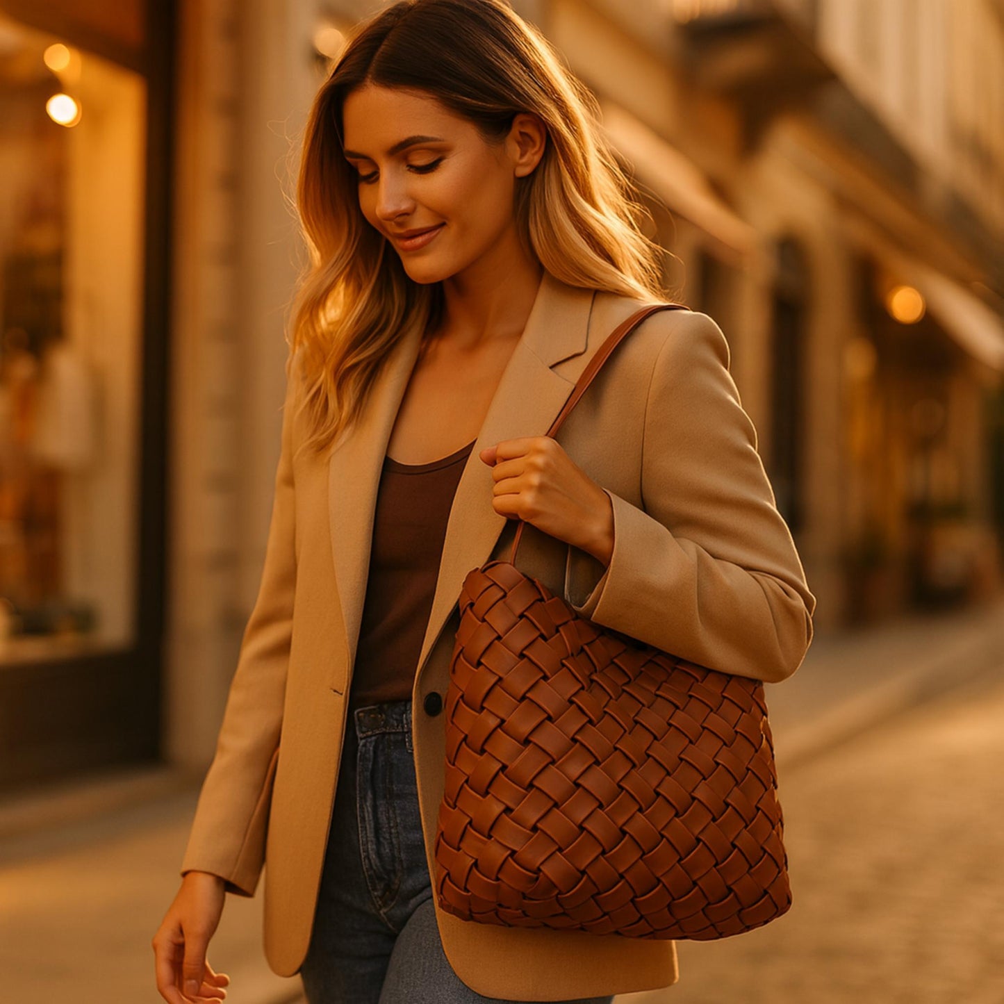 Faux Leather Braided Embossed Hobo Bag - ZumBuys