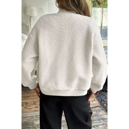 Faux Sherpa Fuzzy Teddy Bomber Jacket - ZumBuys
