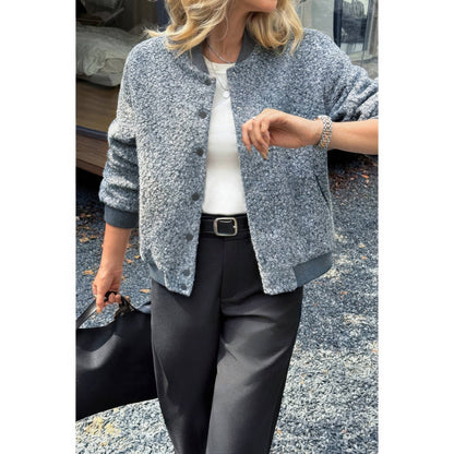 Faux Sherpa Fuzzy Teddy Bomber Jacket - ZumBuys