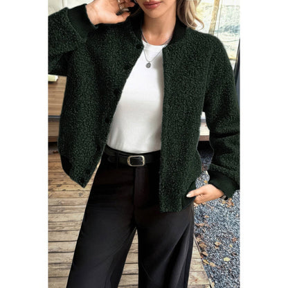 Faux Sherpa Fuzzy Teddy Bomber Jacket - ZumBuys