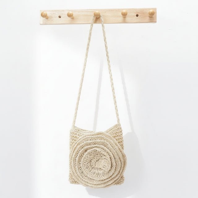 Faux Straw Handmade Big Flower Crossbody Bag – Summer Floral Purse - ZumBuys