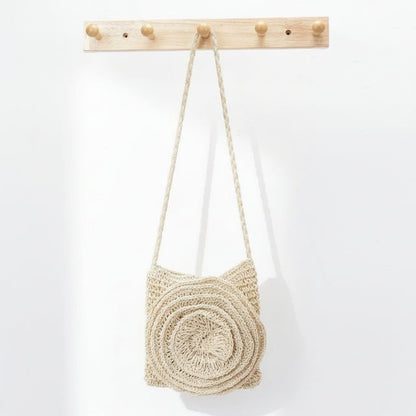 Faux Straw Handmade Big Flower Crossbody Bag – Summer Floral Purse - ZumBuys