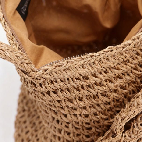 Faux Straw Handmade Big Flower Crossbody Bag – Summer Floral Purse - ZumBuys
