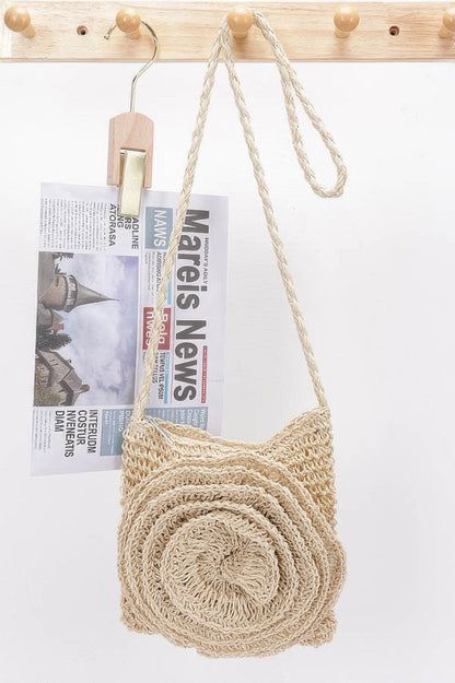Faux Straw Handmade Big Flower Crossbody Bag – Summer Floral Purse - ZumBuys