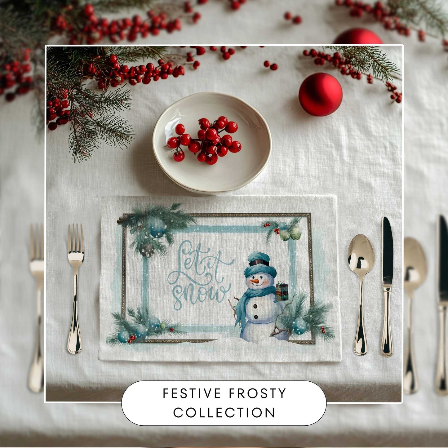 Festive Frosty Placemat, 2pc - ZumBuys