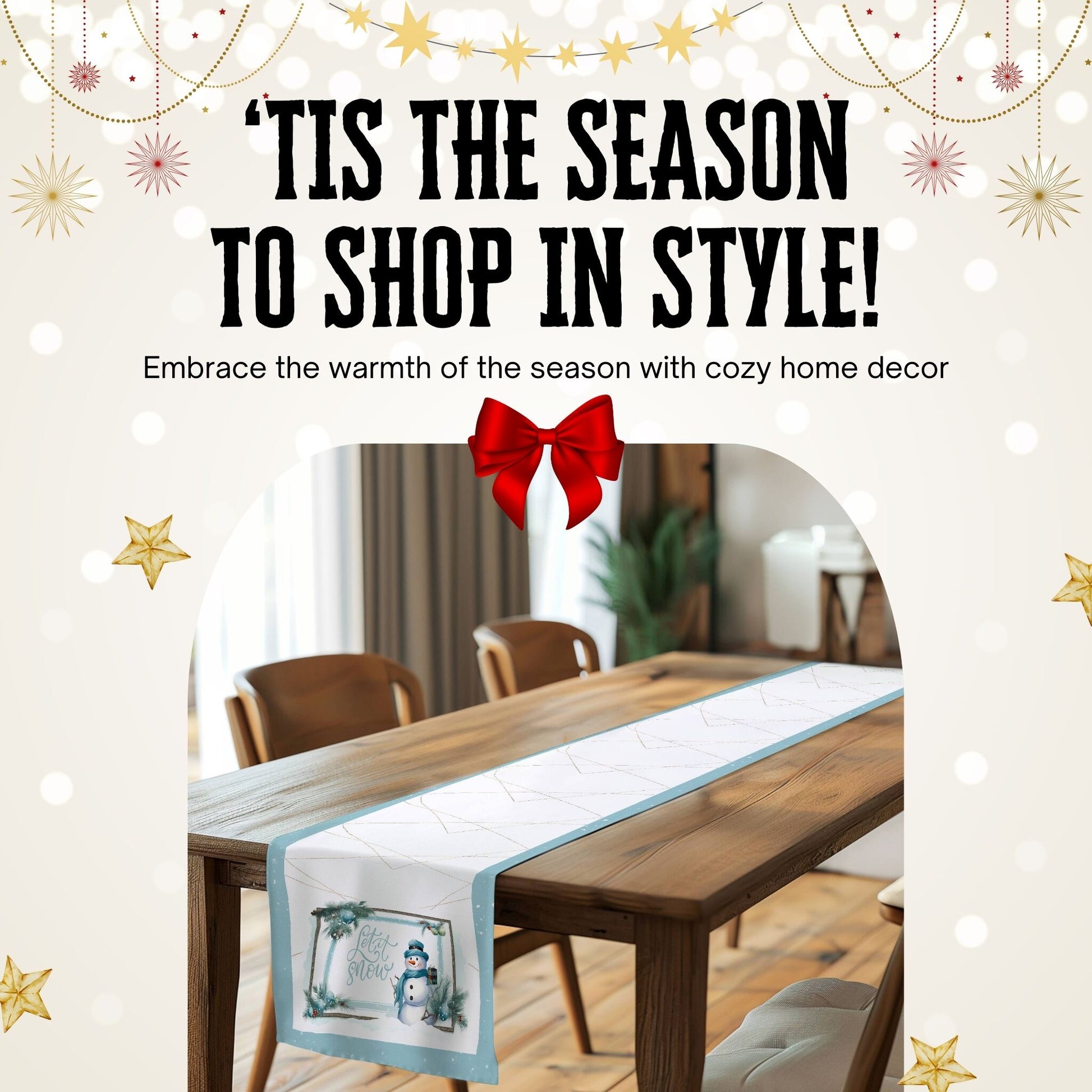 Festive Frosty Table Runner (Cotton, Poly) - ZumBuys