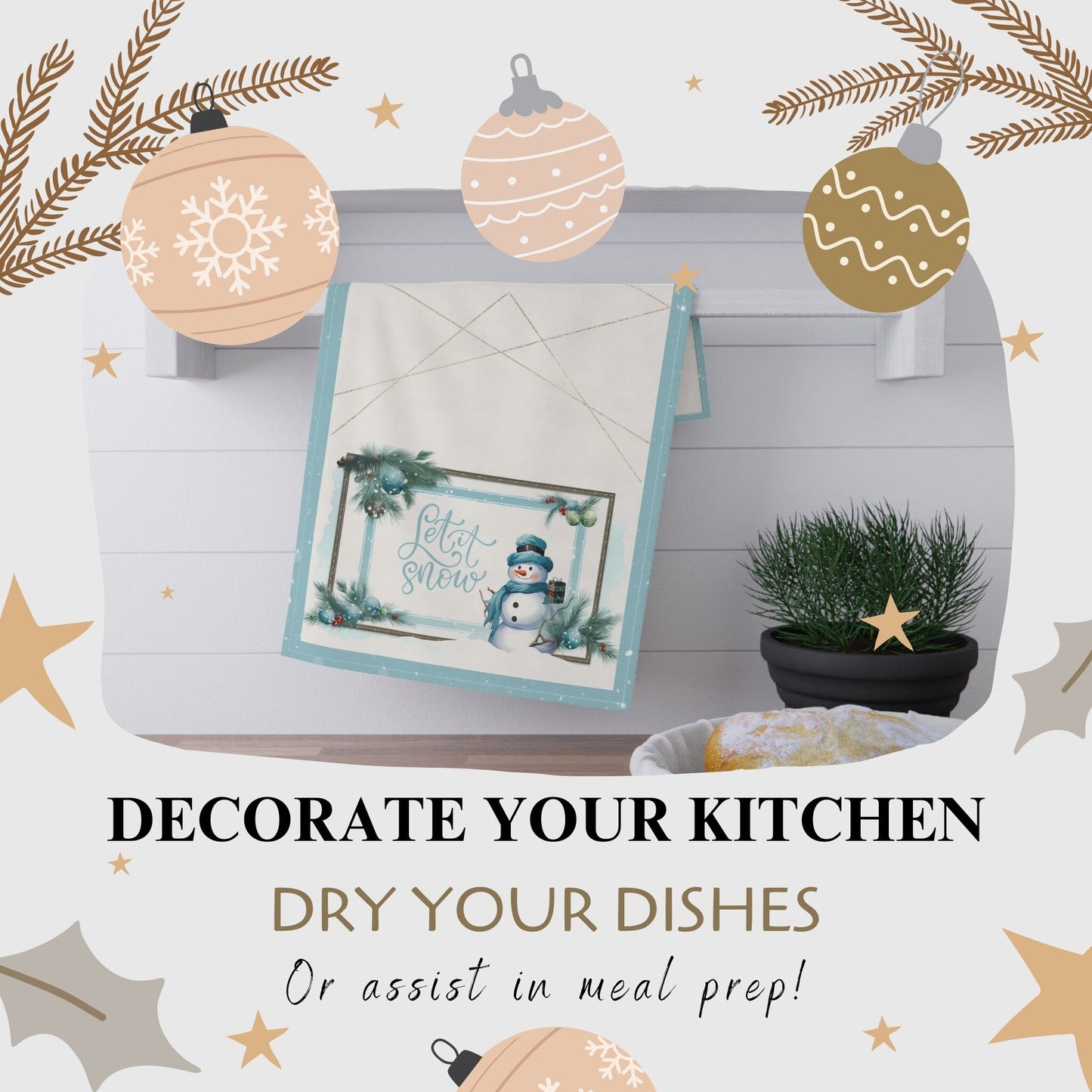 Festive Frosty Tea Towels (cotton, poly) - ZumBuys