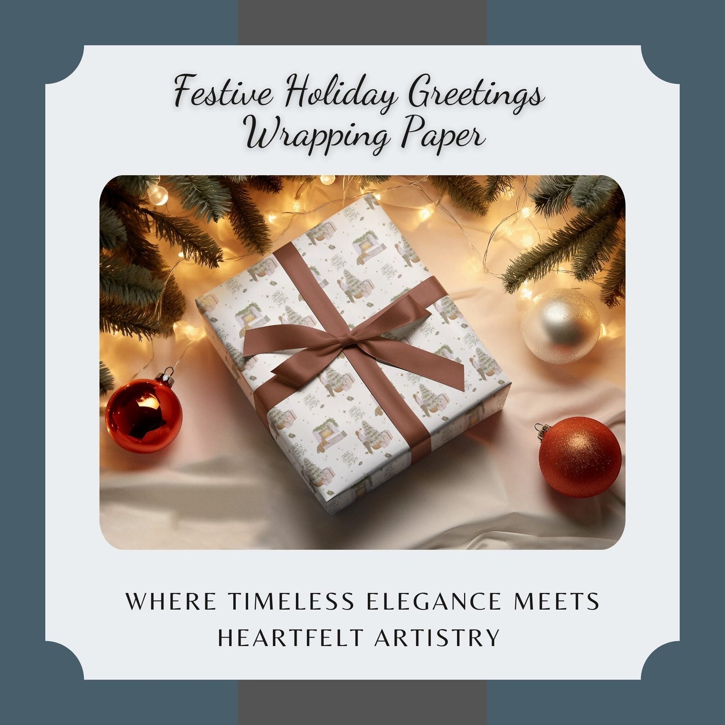 Festive Holiday Greetings Wrapping Paper - ZumBuys