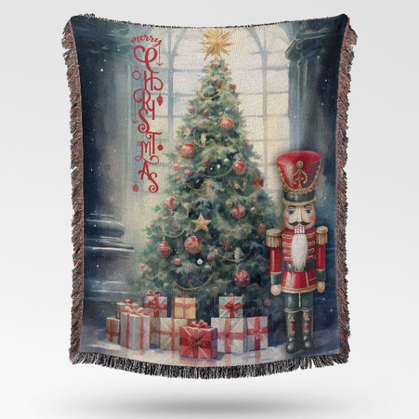 Festive Nutcracker Greetings Woven Blankets - ZumBuys