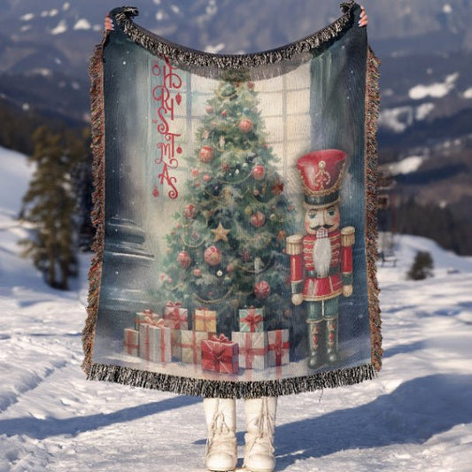 Festive Nutcracker Greetings Woven Blankets - ZumBuys