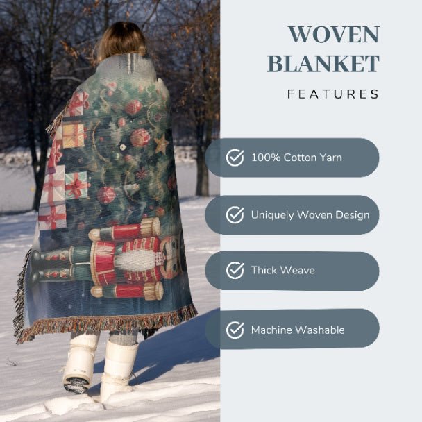 Festive Nutcracker Greetings Woven Blankets - ZumBuys