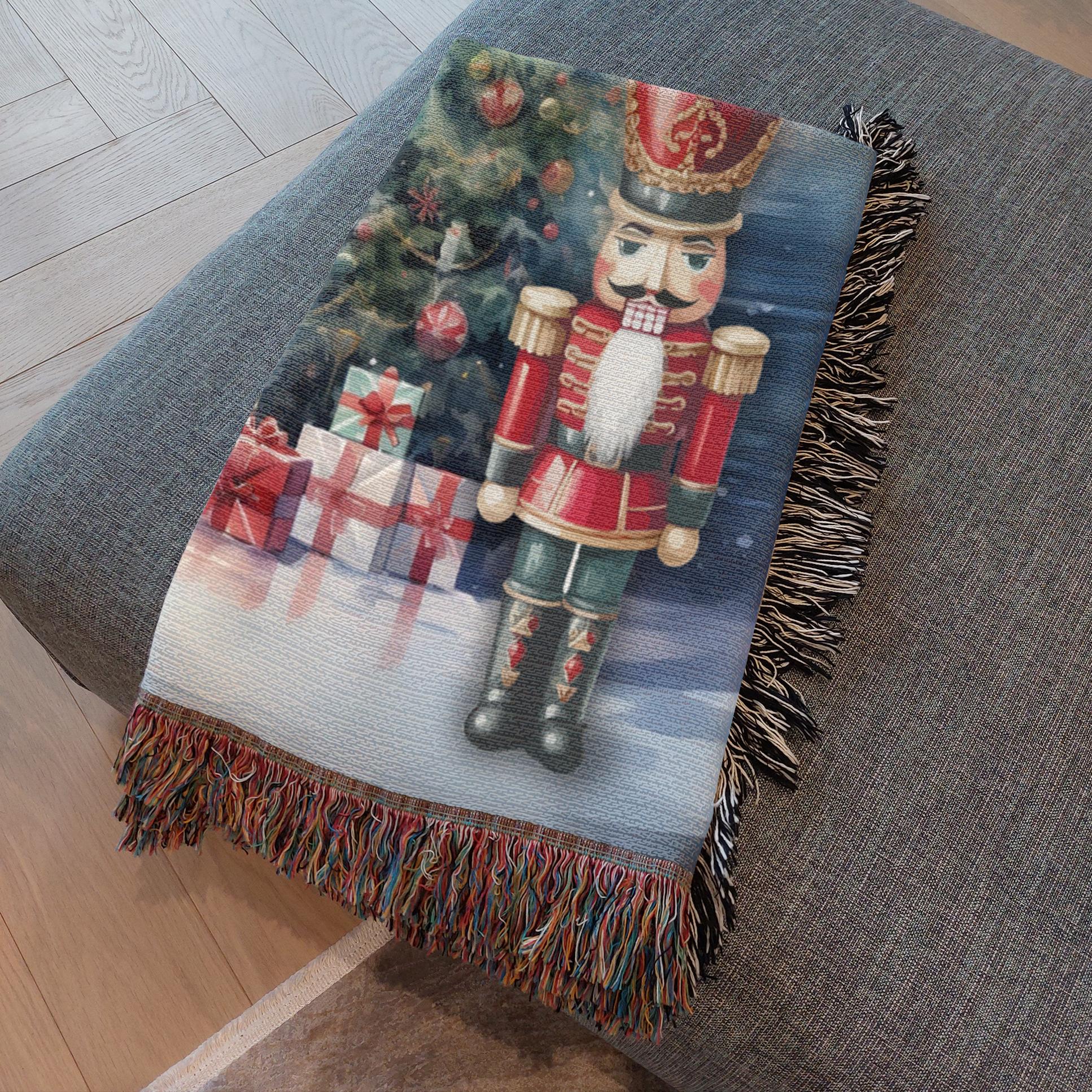 Festive Nutcracker Greetings Woven Blankets - ZumBuys