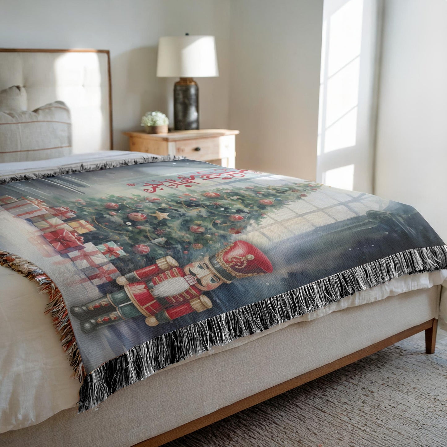 Festive Nutcracker Greetings Woven Blankets - ZumBuys