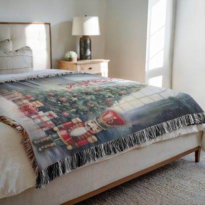 Festive Nutcracker Greetings Woven Blankets - ZumBuys