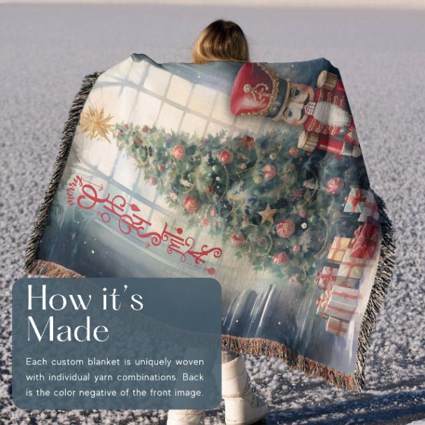 Festive Nutcracker Greetings Woven Blankets - ZumBuys