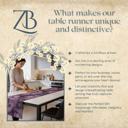 Floral Elegance Table Runner (Cotton, Poly) - ZumBuys