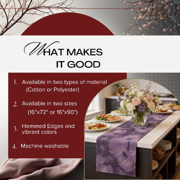 Floral Elegance Table Runner (Cotton, Poly) - ZumBuys