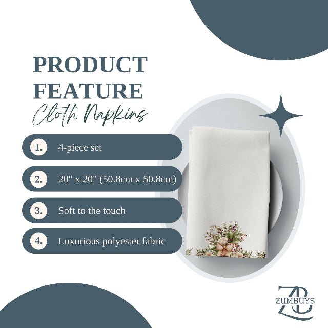 Floral Fancies Cloth Napkin Set of 4 - ZumBuys