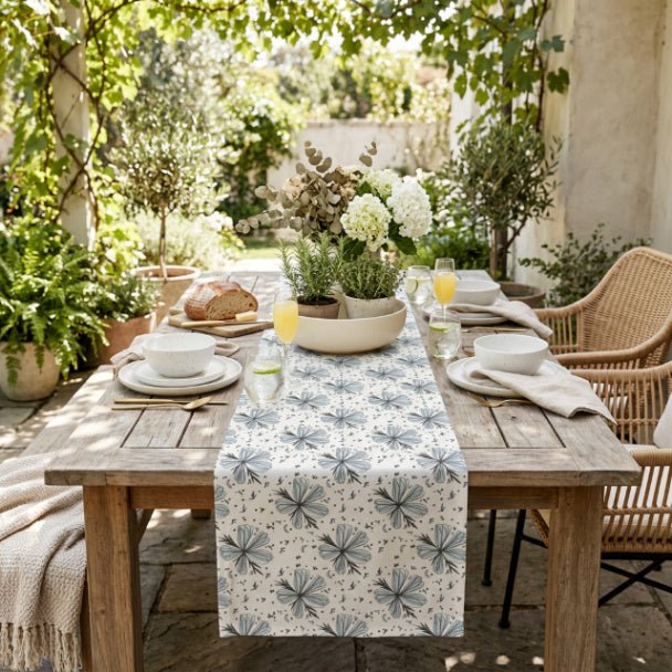 Floretta Table Runner – Blue Floral Farmhouse Table Decor (16x72 or 16x90) - ZumBuys