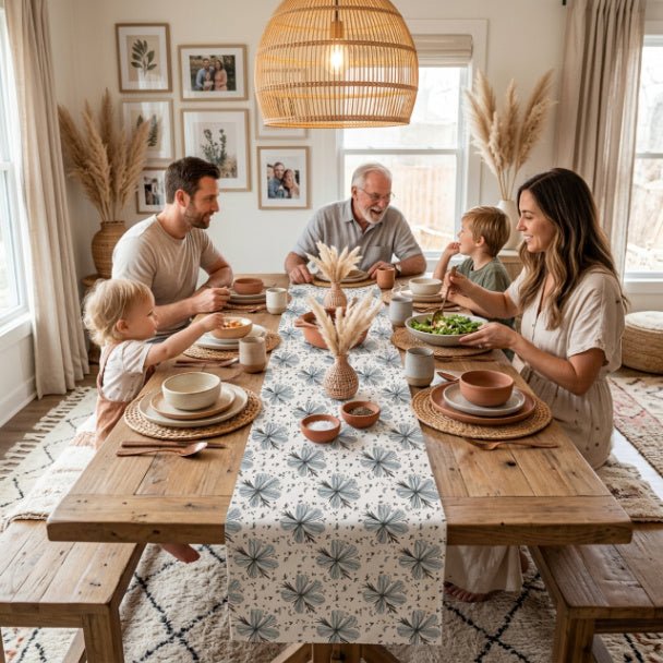 Floretta Table Runner – Blue Floral Farmhouse Table Decor (16x72 or 16x90) - ZumBuys