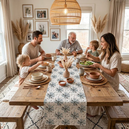 Floretta Table Runner – Blue Floral Farmhouse Table Decor (16x72 or 16x90) - ZumBuys