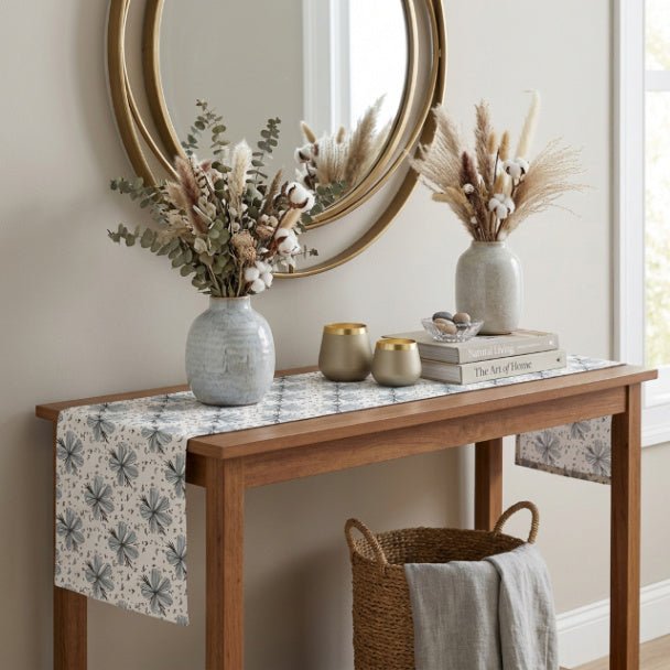 Floretta Table Runner – Blue Floral Farmhouse Table Decor (16x72 or 16x90) - ZumBuys