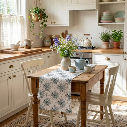 Floretta Table Runner – Blue Floral Farmhouse Table Decor (16x72 or 16x90) - ZumBuys