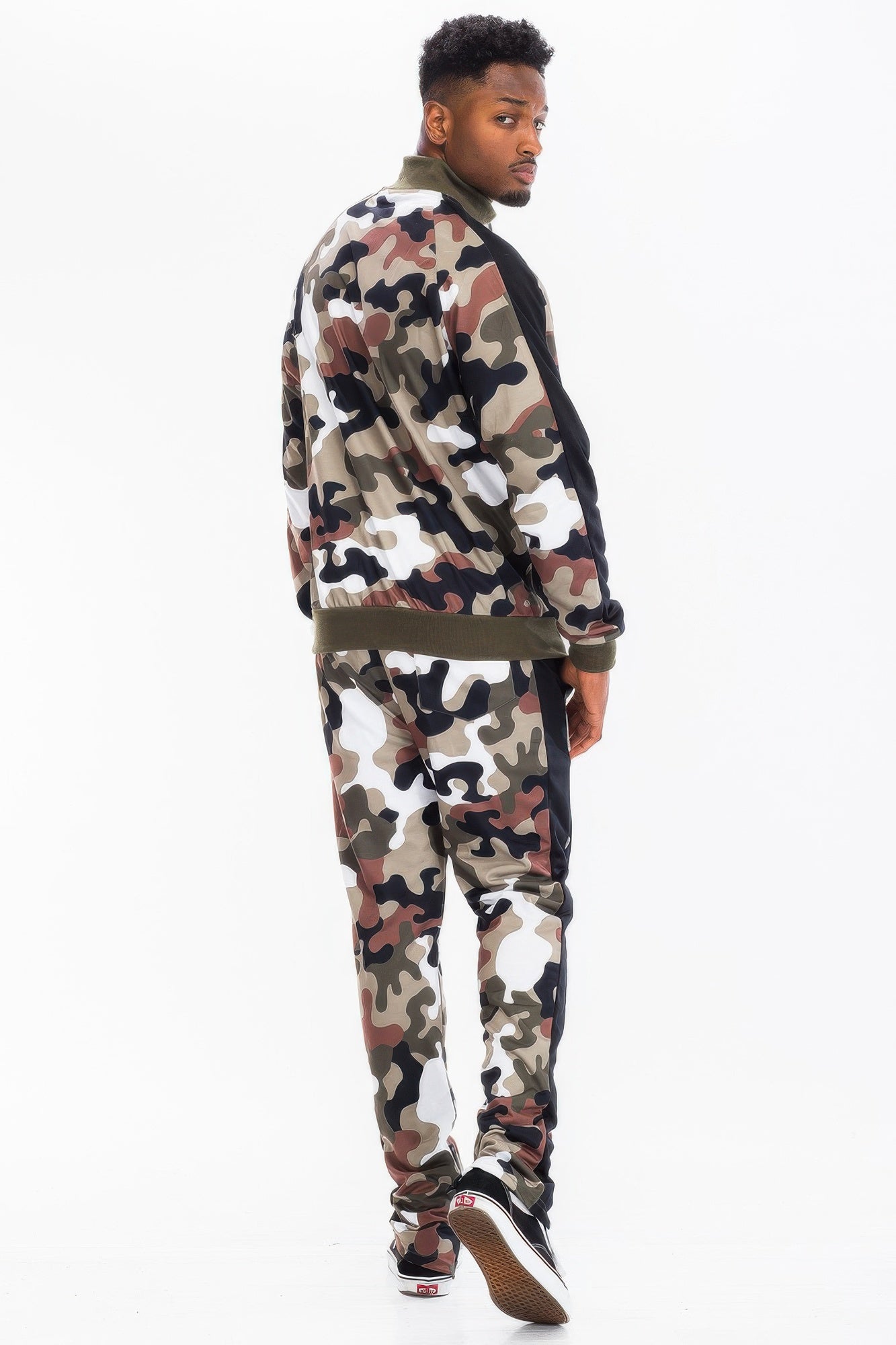 Full Camo With Stripe Track Bottom Pants and Jacket Set - ZumBuys