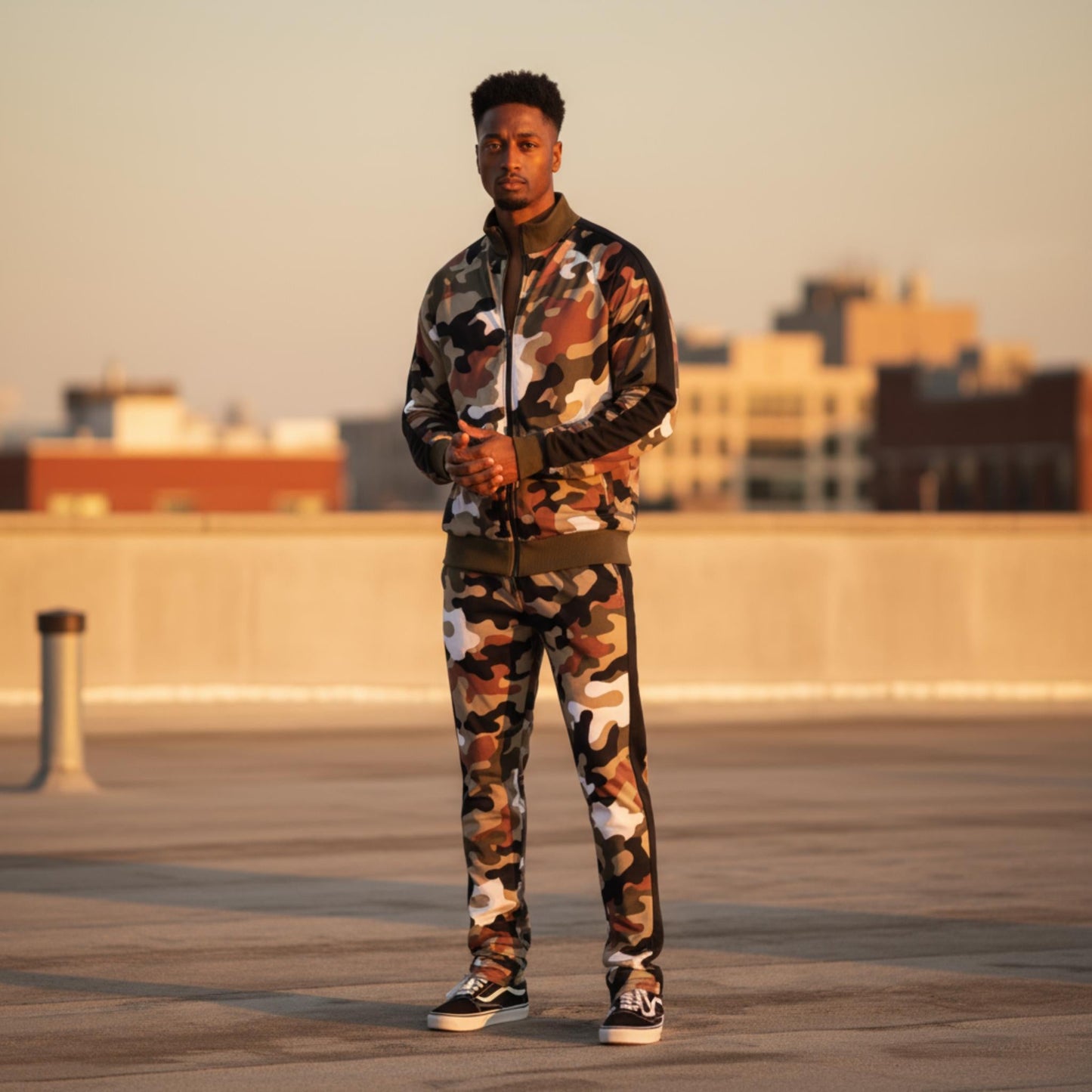 Full Camo With Stripe Track Bottom Pants and Jacket Set - ZumBuys