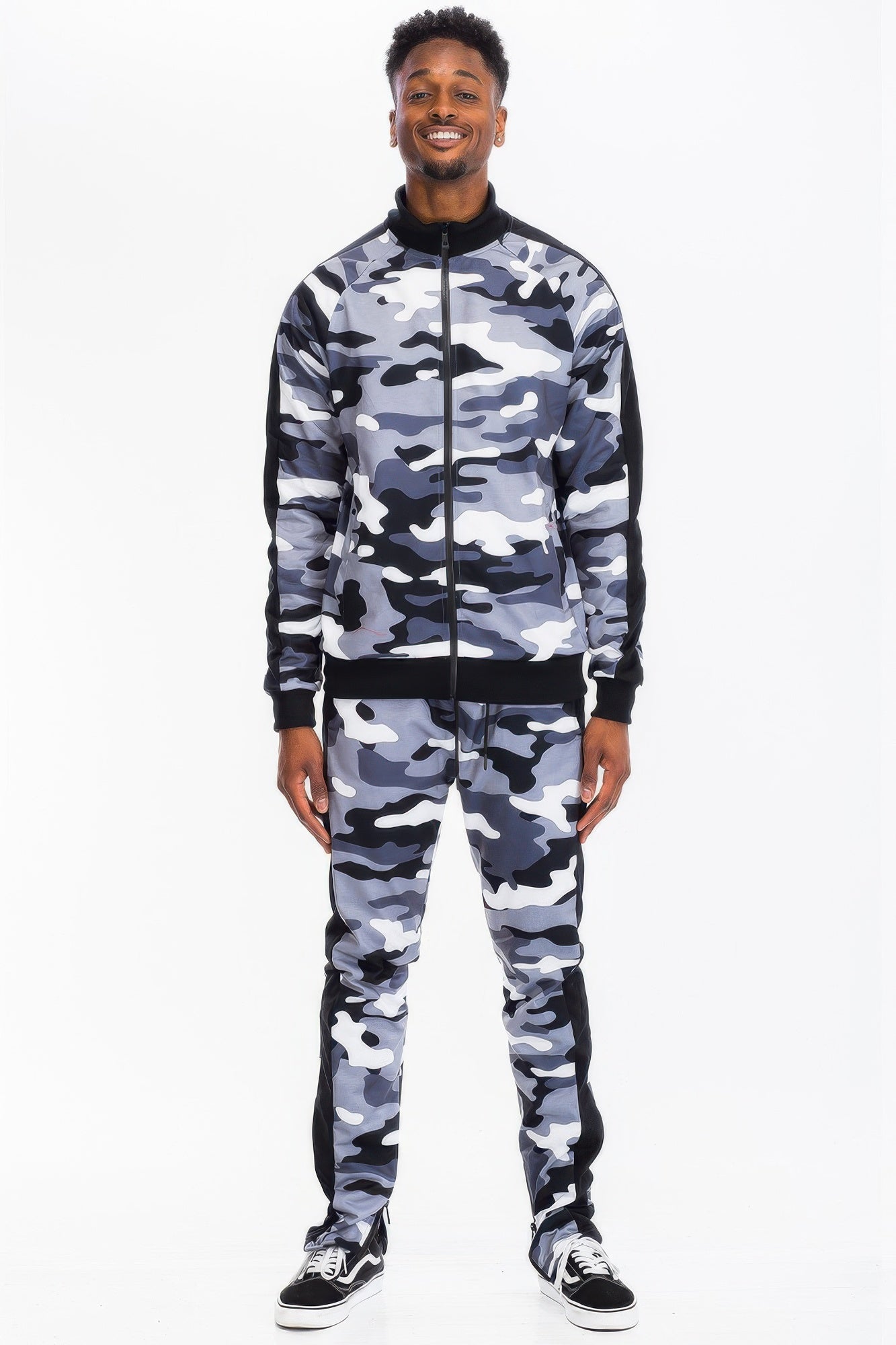 Full Camo With Stripe Track Bottom Pants and Jacket Set - ZumBuys