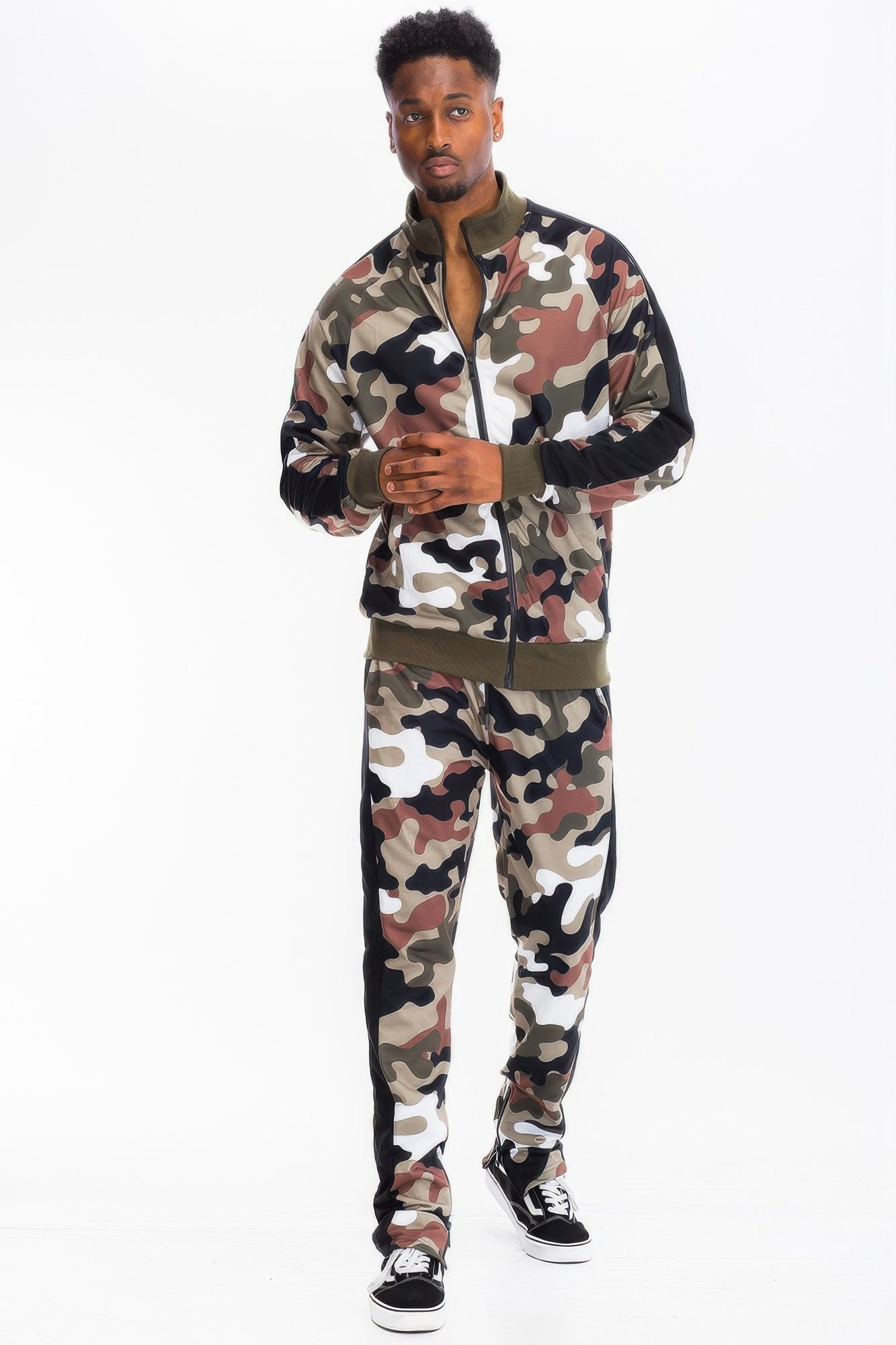 Full Camo With Stripe Track Bottom Pants and Jacket Set - ZumBuys