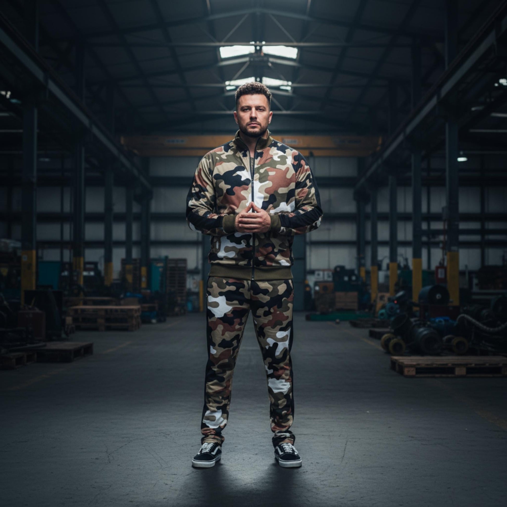 Full Camo With Stripe Track Bottom Pants and Jacket Set - ZumBuys