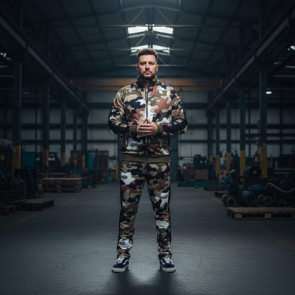 Full Camo With Stripe Track Bottom Pants and Jacket Set - ZumBuys