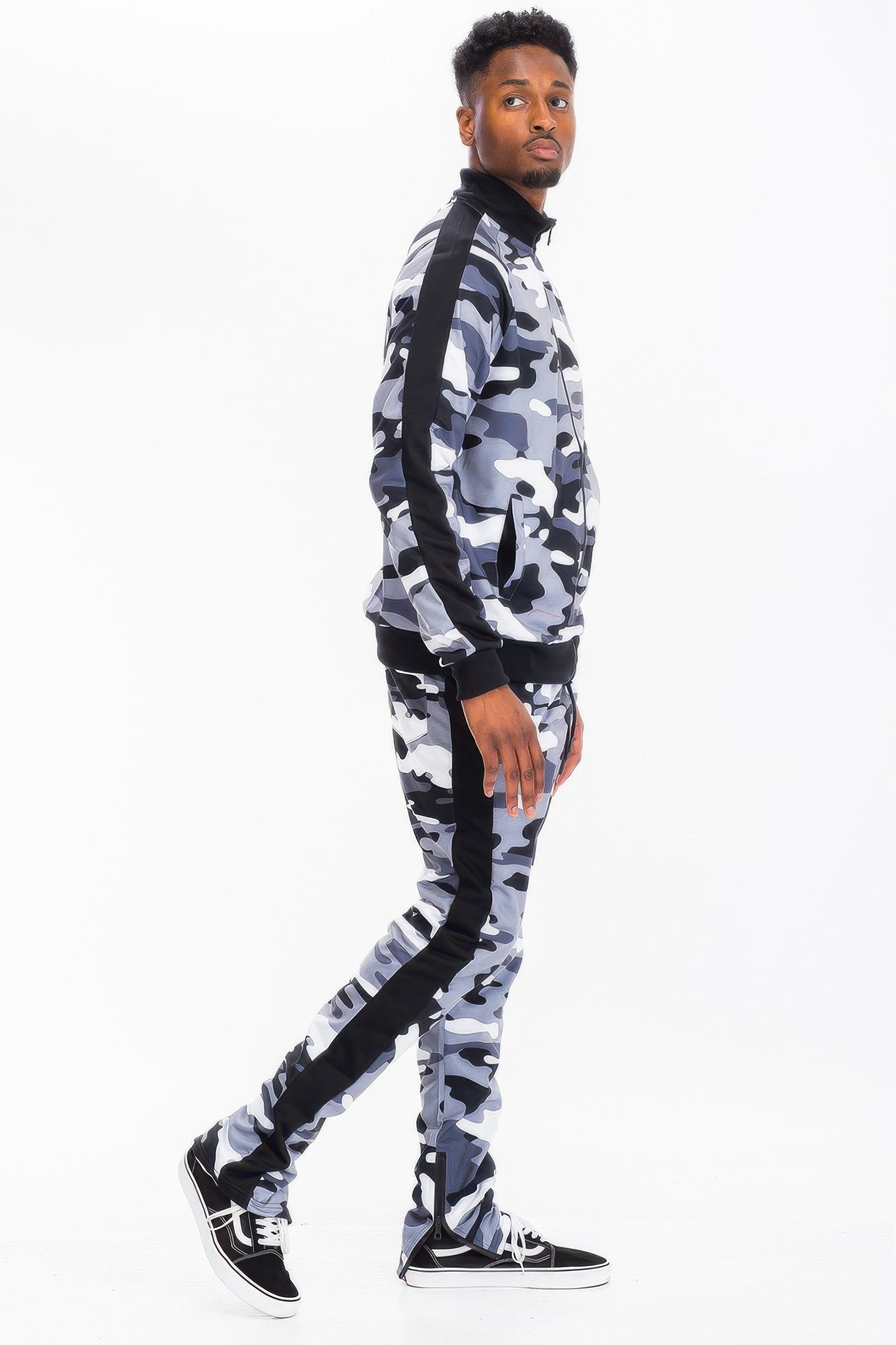 Full Camo With Stripe Track Bottom Pants and Jacket Set - ZumBuys