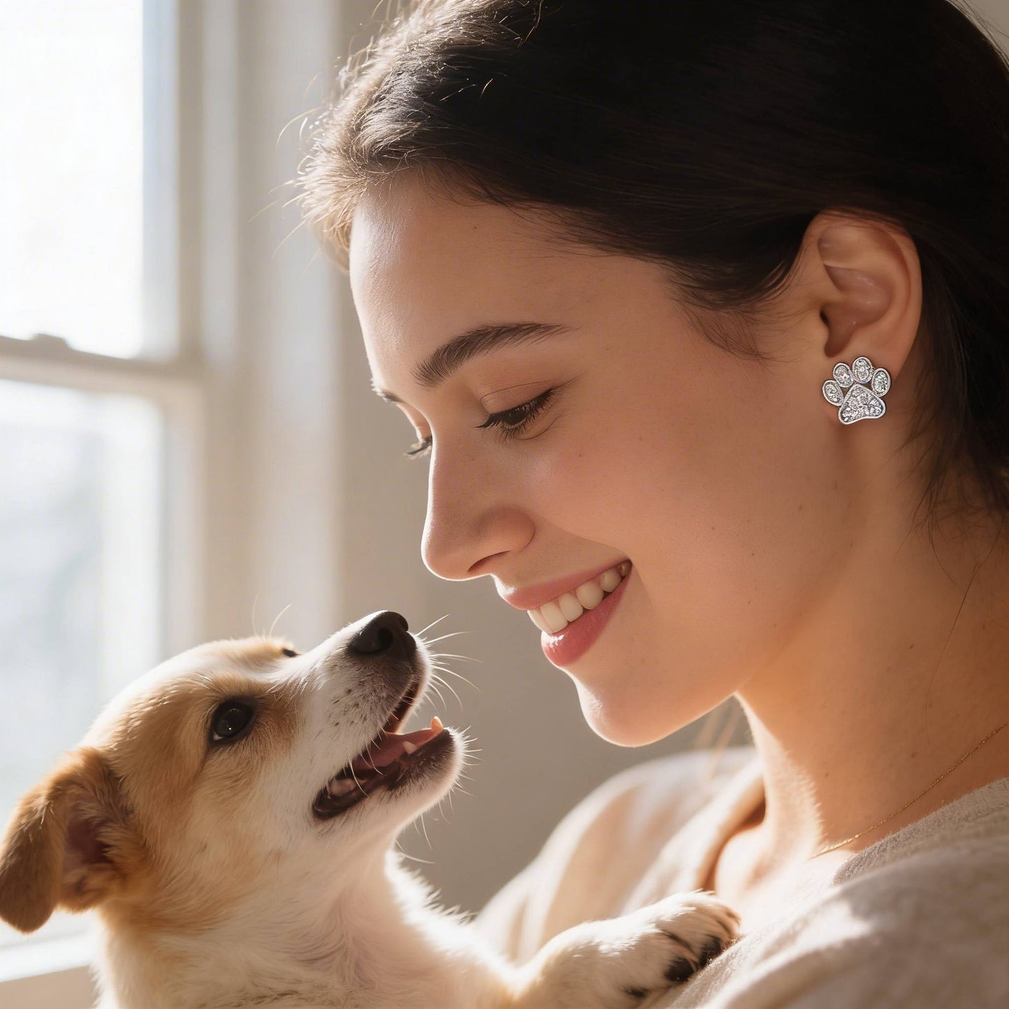 Game Day Paw Shaped Cubic Zirconia Stud Earrings - ZumBuys