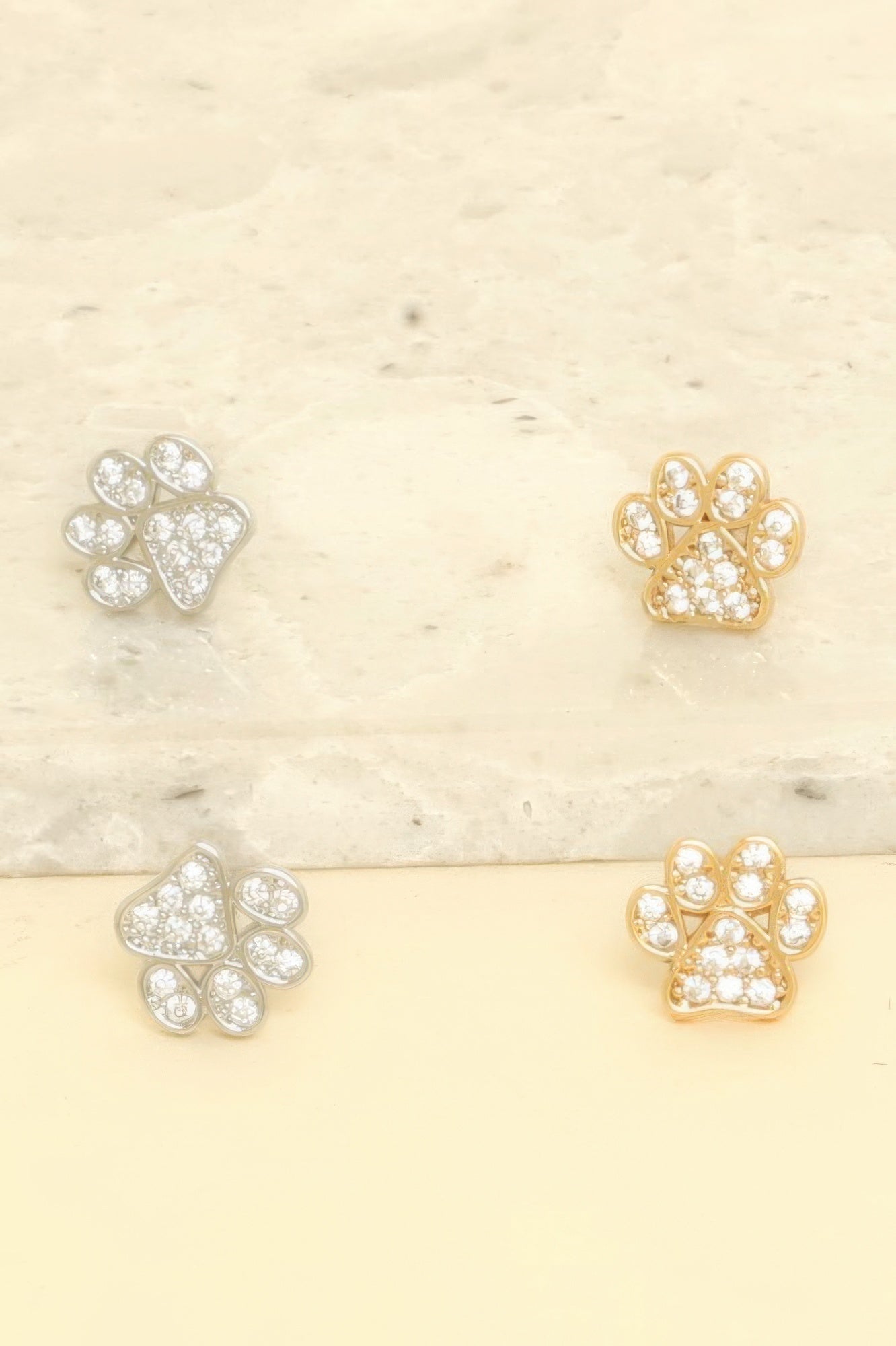 Game Day Paw Shaped Cubic Zirconia Stud Earrings - ZumBuys