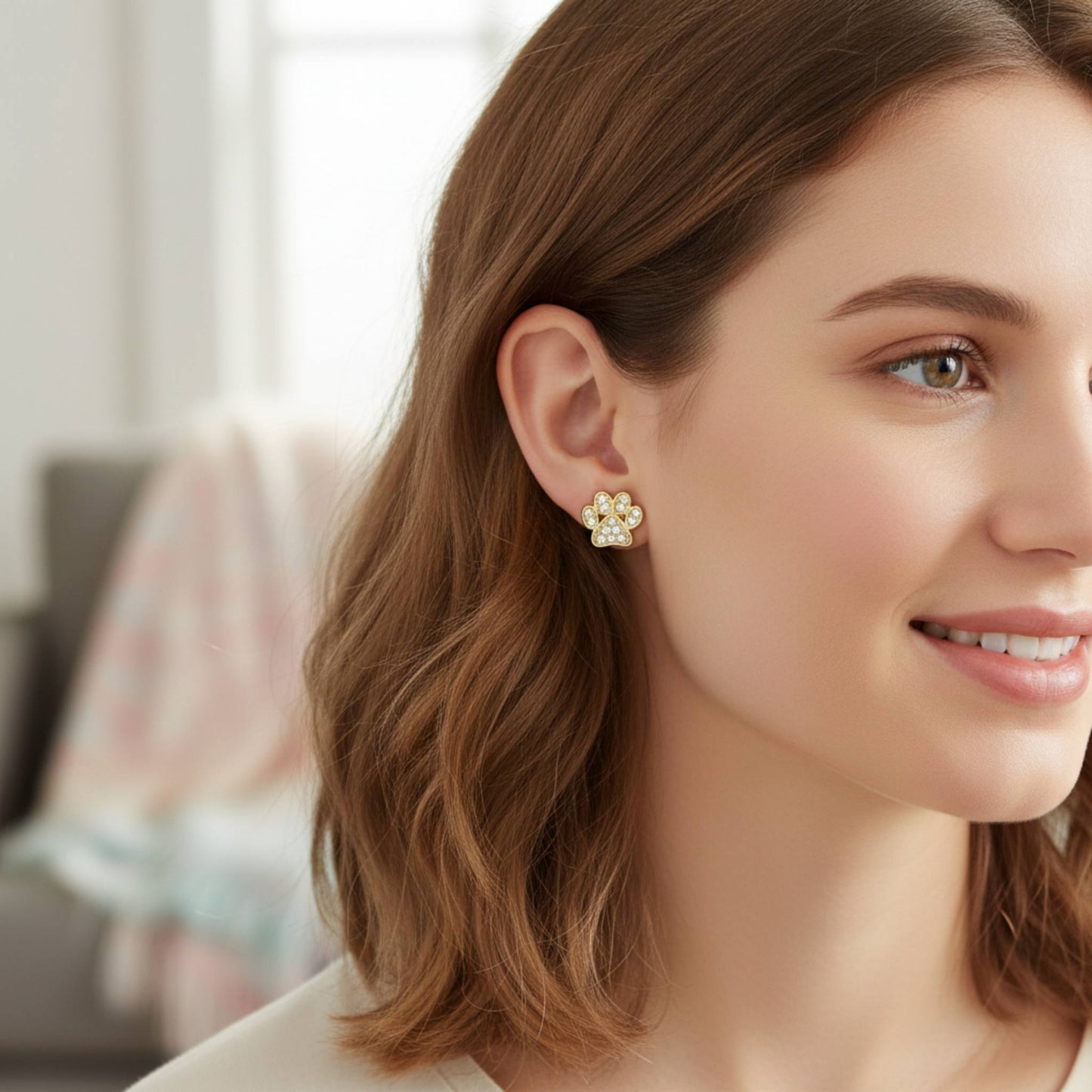 Game Day Paw Shaped Cubic Zirconia Stud Earrings - ZumBuys