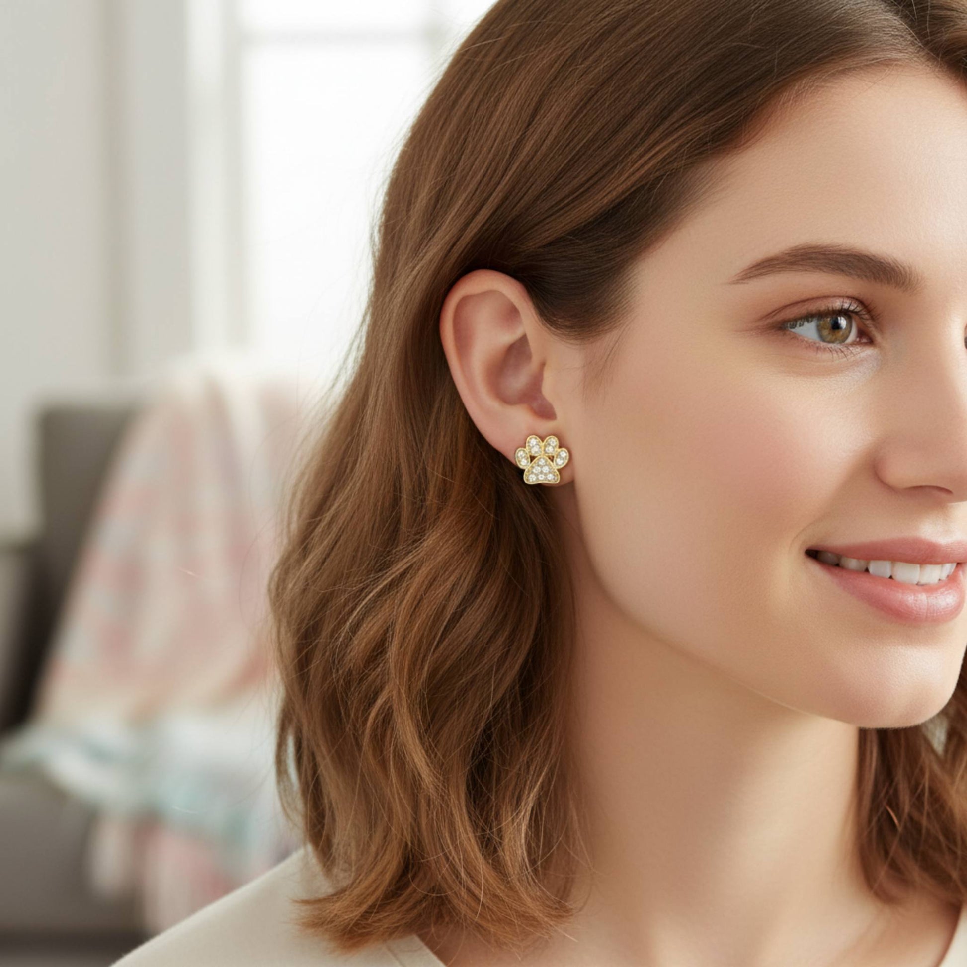 Game Day Paw Shaped Cubic Zirconia Stud Earrings - ZumBuys